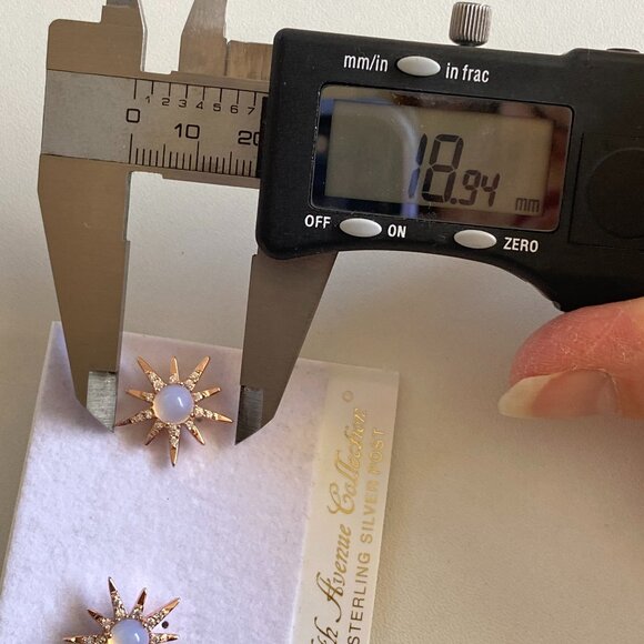 FAC Genuine Moonstone Starburst Rose Gold Tone Earrings - Picture 2 of 4